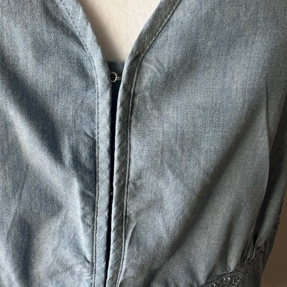 Sonoma Life+Style Weathered Denim Sleeveless Top, XL - Boho Chic! - Picture 3 of 13